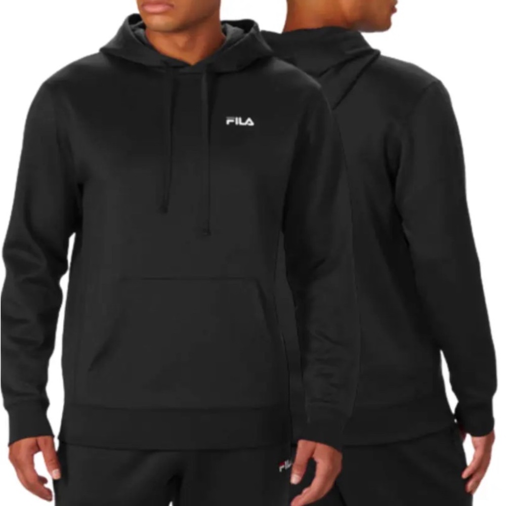 Fila Men’s Performance Pullover Sweatshirt Activewear Hoodie Size XXL Black NWT